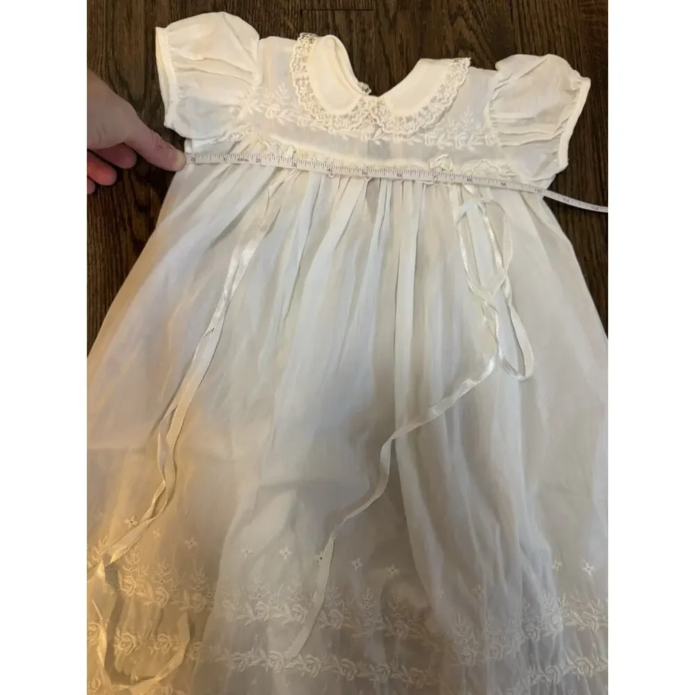 Vintage Madonna Christening Baptism Gown & Bonnet USA Made 0-6 Months Cream